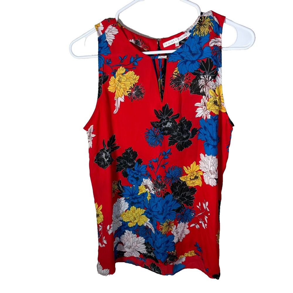 Violet + Claire Tank Top Women's Medium Keyhole Sleeveless Printed Shirt